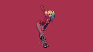 Harley Quinn Swinging Her Signature Baseball Bat Wallpaper