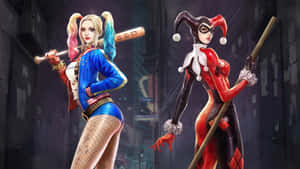 Harley Quinn Swinging Her Signature Baseball Bat Wallpaper