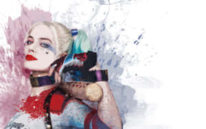 Harley Quinn Swinging Her Signature Baseball Bat In High-definition Wallpaper. Wallpaper