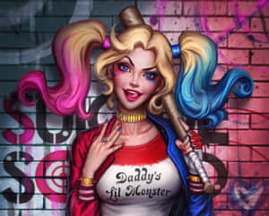 Harley Quinn Wielding Her Iconic Baseball Bat Wallpaper