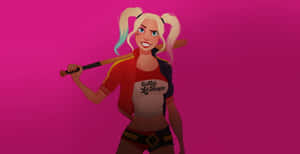 Harley Quinn Wielding Her Iconic Baseball Bat Wallpaper