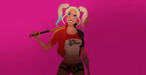 Harley Quinn Wielding Her Iconic Baseball Bat Wallpaper