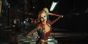 Harley Quinn Wielding Her Iconic Baseball Bat Wallpaper