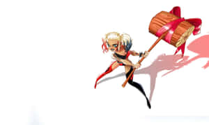 Harley Quinn Wielding Her Iconic Hammer In A Dynamic Action Pose. Wallpaper