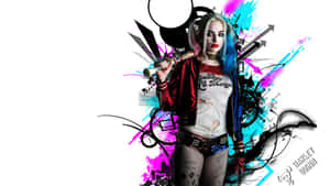 Harley Quinn Wielding Her Signature Baseball Bat Wallpaper