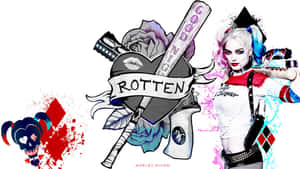 Harley Quinn Wielding Her Signature Baseball Bat Wallpaper