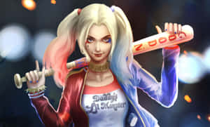 Harley Quinn With Bat Wallpaper