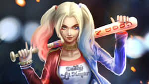 Harley Quinn With Bat Wallpaper