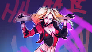 Harley Quinn With Her Iconic Baseball Bat Wallpaper