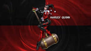 Harley Quinn With Her Iconic Hammer In Action Wallpaper