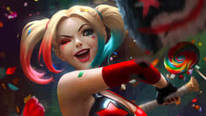 Harley Quinn With Her Signature Baseball Bat Wallpaper