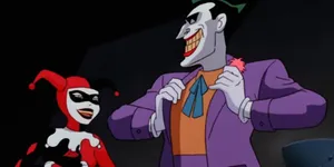 Harley Quinnand Joker Cartoon Laughter Wallpaper