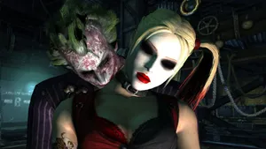 Harley Quinnand Joker Close Up Wallpaper