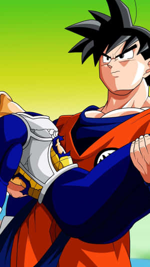 Harness The Power Of Dragon Balls With The Latest Iphone Featuring Dragon Ball Super's Goku And Vegeta. Wallpaper