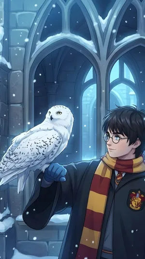 Harry Potter With Hedwig Wallpaper