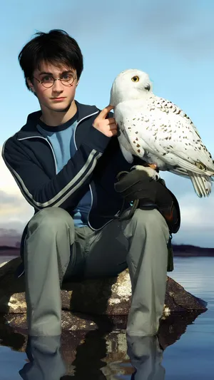 Harry Potter With Hedwig Wallpaper