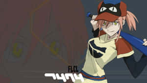 Haruko Haruhara In Action From The Anime Flcl Wallpaper