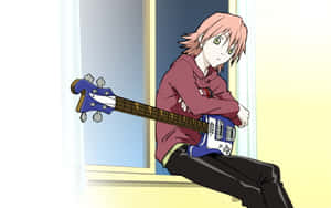 Haruko Haruhara Striking A Pose With A Guitar Wallpaper