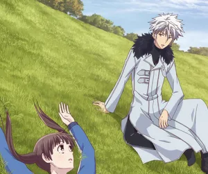 Hatsuharuand Tohru Meetingon Hillside Wallpaper