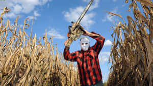 Haunted Corn Maze Chainsaw Thriller Wallpaper