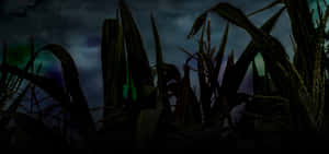 Haunted Corn Maze Nighttime Scene Wallpaper
