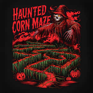 Haunted Corn Mazewith Grim Reaper Wallpaper