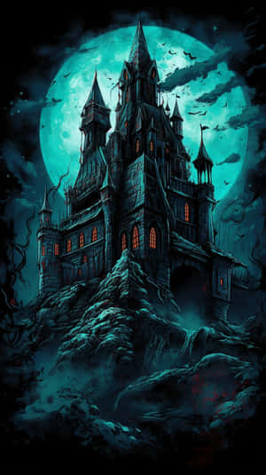 Haunted_ Mansion_ Under_ Full_ Moon Wallpaper