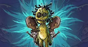 Haunted Voodoo Doll On Ritual Altar Wallpaper