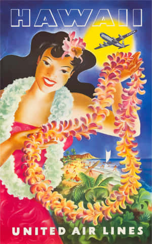 Hawaii Vintage Travel Poster United Airlines Wallpaper