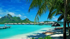 Hawaiian Beach Floating Cottages Wallpaper