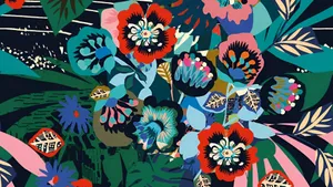 Hawaiian Floral Pattern Wallpaper