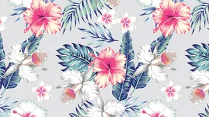 Hawaiian Floral Pattern Wallpaper