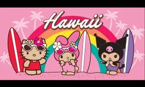 Hawaiian Hello Kitty Surf Adventure Wallpaper