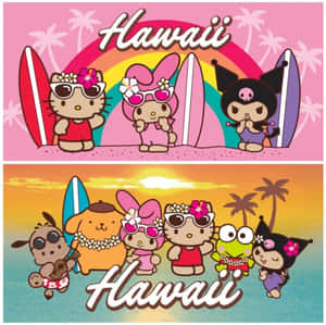 Hawaiian Hello Kittyand Friends Wallpaper