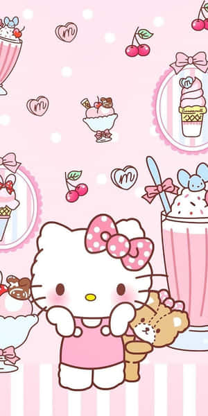 Hawaiian Hello Kittywith Ice Cream Wallpaper