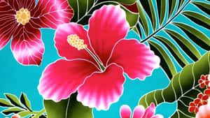 Hawaiian Hibiscus Floral Pattern Wallpaper