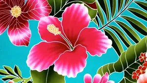 Hawaiian Hibiscus Floral Pattern Wallpaper