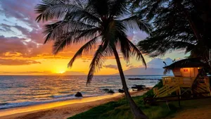 Hawaiian Sunset Beach View Wallpaper