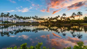 Hawaiian Sunset Over Lagoon Wallpaper
