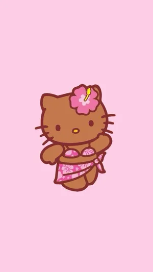 Hawaiian Theme Hello Kitty Pink Background Wallpaper