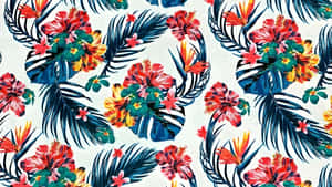 Hawaiian Tropical Floral Pattern Wallpaper