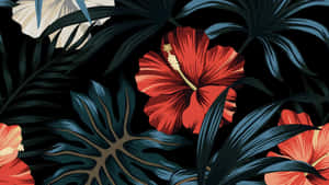 Hawaiian Tropical Floral Pattern Wallpaper