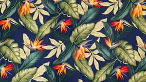 Hawaiian Tropical Floral Pattern Wallpaper