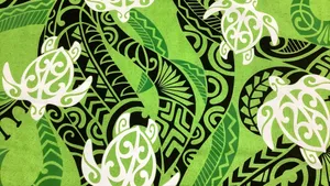 Hawaiian Turtle Tribal Pattern Wallpaper