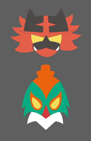 Hawlucha Incineroar Heads Wallpaper