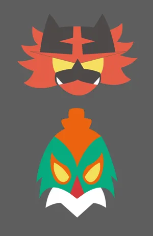 Hawlucha Incineroar Heads Wallpaper