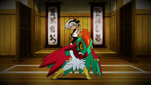 Hawlucha With Bea In Dojo Wallpaper