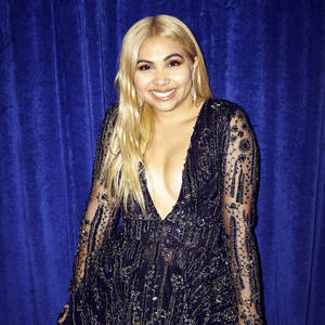 Hayley Kiyoko Deep V-cut Dress Wallpaper