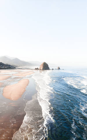 Haystack Rock Beach Iphone Wallpaper