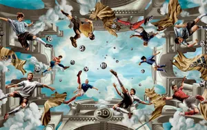 Hd Football Superstars Painting Wallpaper